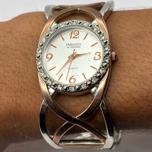 Rose Gold Gruen Cuff Watch - Picture 2 of 4